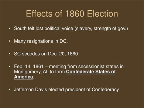 election of 1860 effects